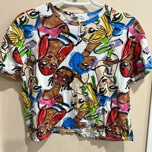 (33)Zara cropped face tee